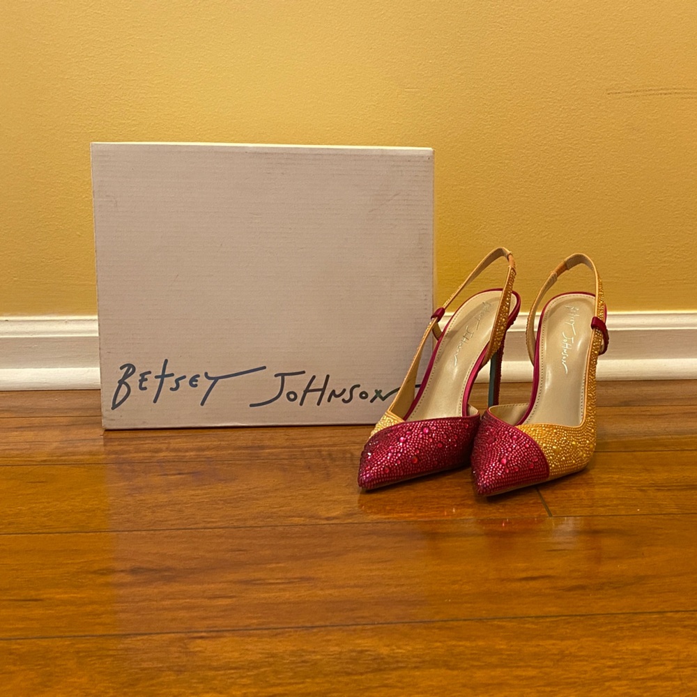 Betsey Johnson Glittery Red and Gold Heels